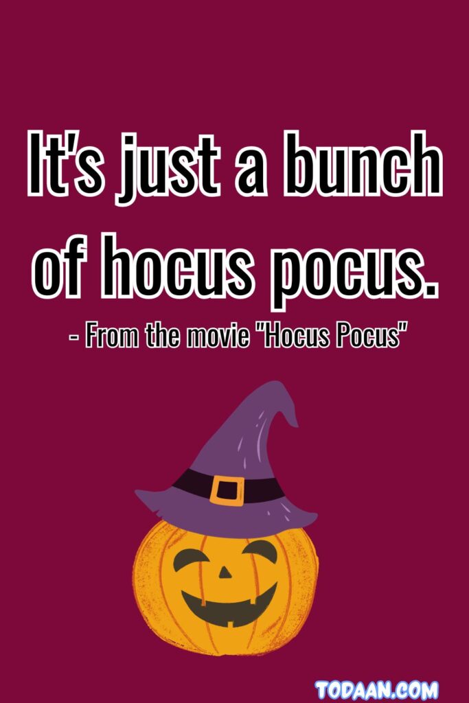 halloween pumpkin with quotes "its just a bunch of hocus pocus"  for instagram